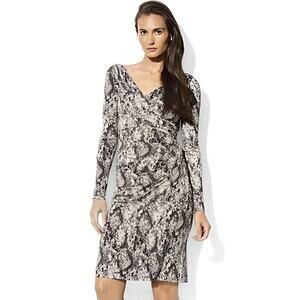 Lauren Ralph Lauren Women's Snake Print Faux Wrap Jersey Mini Dress Size 2